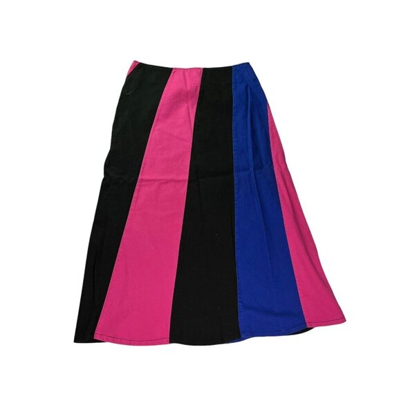 Vintage 90s Forenza Pieced Patchwork Colorblock Denim Hip Hop Skirt NWT Size 14 - Picture 2 of 4